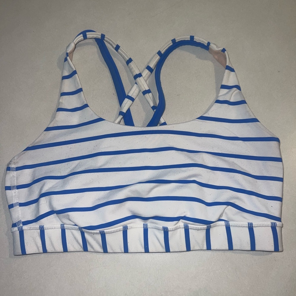 Lululemon Sports Bra Size 6 Blue White Stripe